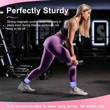 Ваги для щиколоток та зап'ясть Lxlivn з магнітами (рожевий/фіолетовий), набір 2 шт (по 0.5 кг кожна) для фітнесу, йоги, плавання та кардіо