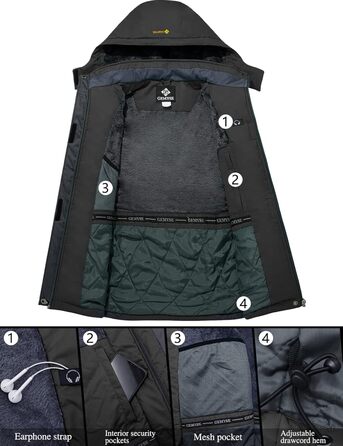 Куртка GEMYSE для чоловіків, водонепроникна, вітронепроникна, з підкладкою, зимова куртка з капюшоном для спорту, відпочинку, активного відпочинку на природі (сірий колір, розмір S)