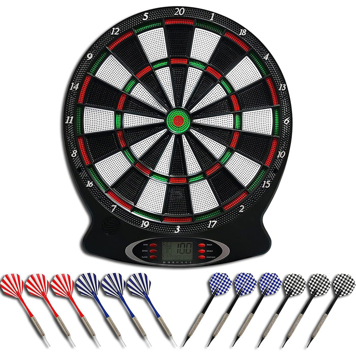 Електронний дартс Dartscheibe з 12 стрілками та LCD-дисплеєм, голосовий супровід, живлення від батарейок