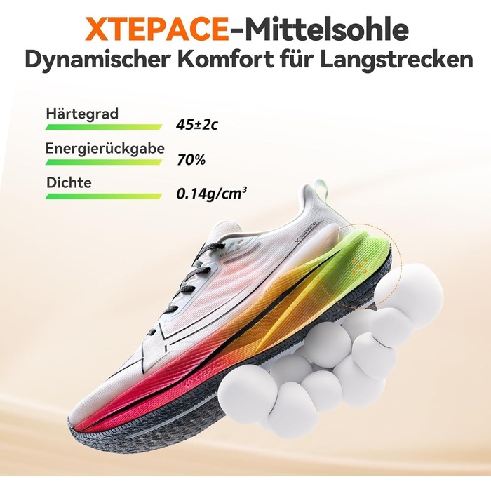 XTEP Professionelle бігові кросівки для чоловіків, 2000 км, висока амортизація, для тренувань та змагань, спортивне взуття, ідеально для тривалих пробіжок (від 10 км), розмір 40 EU, білий, неоновий лайм, зелений