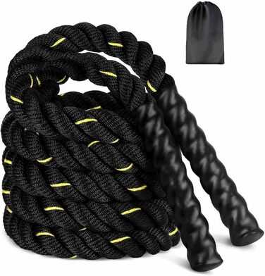 Скакалка, Battle Ropes, 280 см, 0,6 кг, для силових тренувань та загальної фізичної підготовки, чорний, преміум-якість