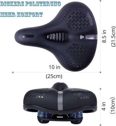 Зручний велосипедний сідло великого розміру з регулятором дощу та світловідбиваючими смугами для чоловіків/жінок, з амортизатором, сумісний з більшістю велосипедів