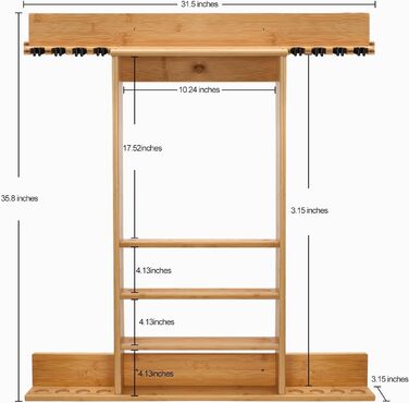 Стенд для київ (8 шт.) та м'ячів, бамбуковий, аксесуар для більярдного столу