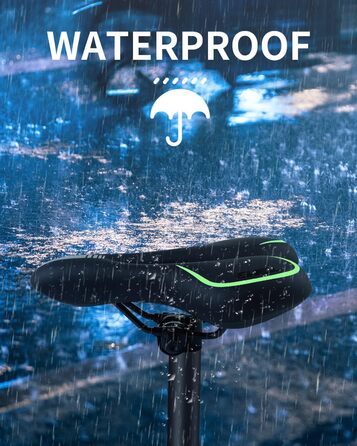 Велосипедне сідло MSDADA Gel MTB: комфортне, ергономічне, водонепроникне для гірського велосипеда, BMX, шосе, міського велосипеда (чорний/зелений)