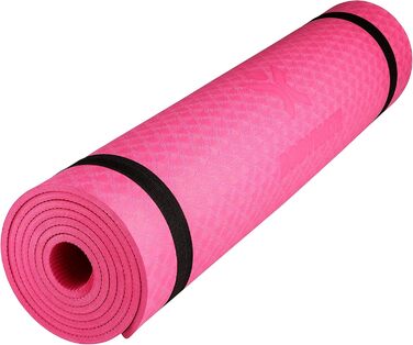 BODYMATE Преміум килимок для йоги та фітнесу TPE 183x61 см, нековзкий, 6 мм, рожево-фіолетовий