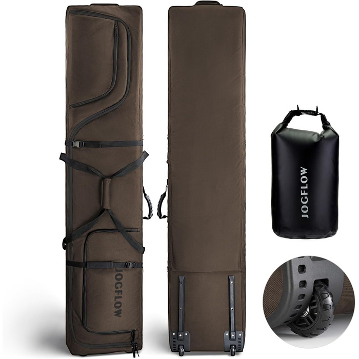 Скі-сумка Skitasche 360° з роликами, водонепроникна, 1200D, для 1/2 комплектів лиж, 190 см, Khaki