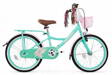 Дитячий велосипед Kimet, 20 дюймів, для дівчаток 5-9 років, м'ятний, з китицями