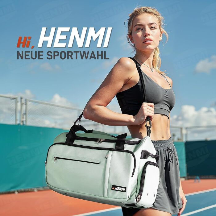 Спортивна сумка для подорожей HENMI 43L, унісекс, містка дорожня сумка для залу та відпочинку (Зелена)