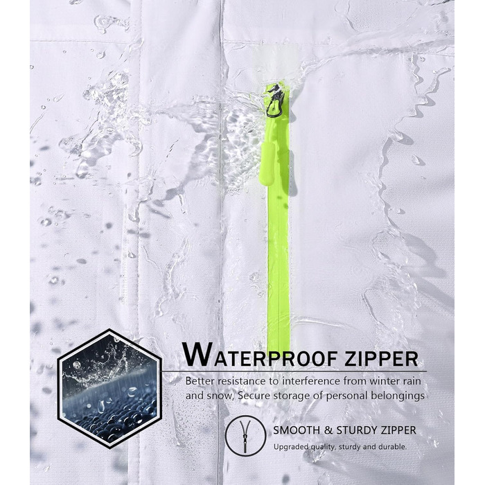 SPOSULEI Чоловіча зимова флісова куртка з підкладкою, тепла, для катання на лижах, на вулицю, вітронепроникна, водонепроникна, знімний капюшон, для походів (XL, білий)