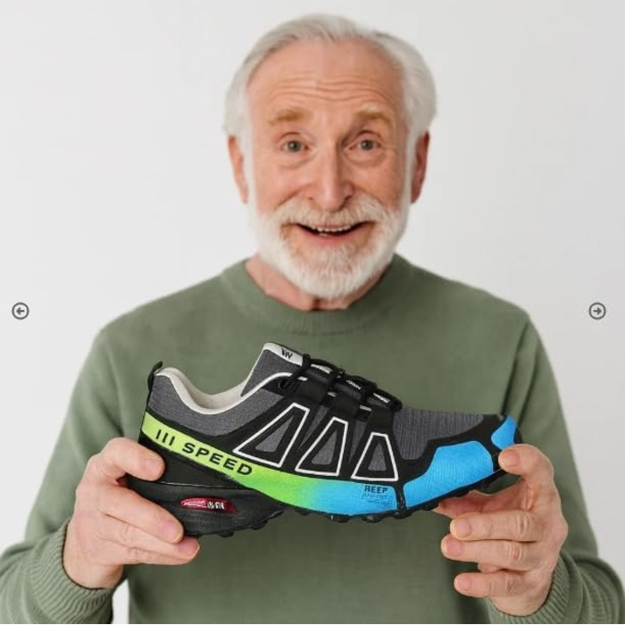 Черевики для трекінгу Ortho - чоловічі та жіночі. Ортопедичні черевики для трекінгу та піших прогулянок, що знімають напругу з колін, стегон та спини. Дихаючі, з міцною підошвою, чорно-синій колір, розмір 43 EU.