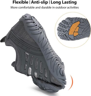 Чоловічі босі кросівки з широкою передньою частиною, Zero Drop, мінімалістичне взуття для воркауту, крос-тренувань, ходьби, хайкінгу, води, важкої атлетики, 43 EU, сірий, темно-сірий