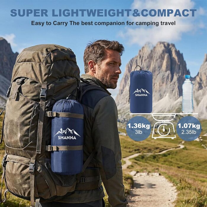 Надувний килимок для кемпінгу Shanna Outdoor 8 см з вбудованим насосом (синьо-блакитний)