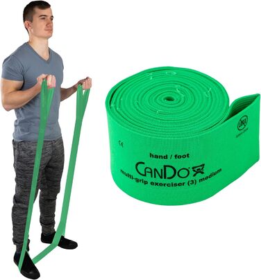 Еспандер стрічковий CanDo Multi-Grip, середній рівень, зелений, фітнес-стрічка для тренувань