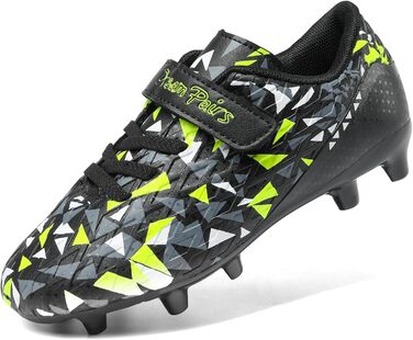 Дитячі футбольні бутси DREAM PAIRS для хлопчиків та дівчаток. Зручні, дихаючі футбольні кросівки для залу та вулиці. Розмір 28.5 EU, чорний/неонові зелений.