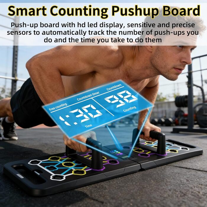 Багатофункціональна дошка для віджимань 24 в 1 з автоматичним лічильником, складаний тренажер для дому та калістеніки, чорний