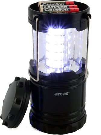 Ліхтар для кемпінгу Arcas 30720008 з 30 LED, мідний, з металевим гачком, 120 люмен, на батарейках, для кемпінгу, відпочинку на човні або вечірок у саду, 8.8 x 8.8 x 12.4 см