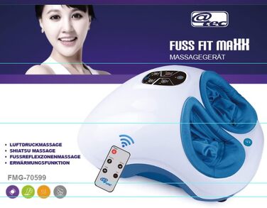 Масажер для ніг Fuss-fit-Maxx з 3D повітряною масажною технологією та функцією нагріву, для рефлексотерапії стоп, з пультом ДК, до 44 розміру взуття