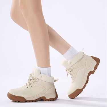 Зимові черевики жіночі, снігоступи, утеплені хутром, антиковзання, для холодної погоди, 39 EU, бежеві