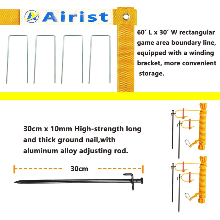 Волейбольна сітка Airist Heavy Duty для вулиці з антипровисаючою системою з нержавіючої сталі, регульовані алюмінієві стійки, професійний волейбольний комплект для двору та пляжу, сумка для перенесення (rot/blau)