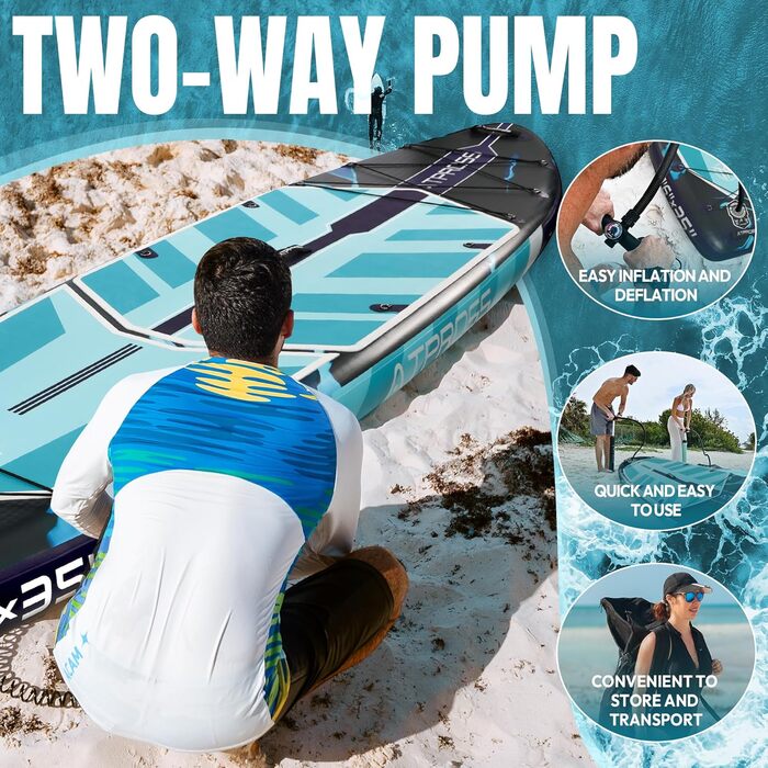 Надувне SUP-борд (305 x 91 см) з аксесуарами та рюкзаком, блакитний колір, з сидінням