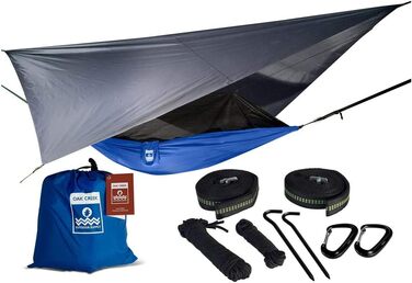 Гамак для кемпінгу Oak Creek Outdoor Supply Lost Valley | З москітною сіткою, тентом від дощу, стропами та компресійним мішком | Легкий, портативний, нейлоновий гамак для одного