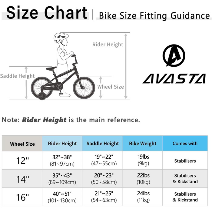 Дитячий велосипед AVASTA BMX 12/14/16 дюймів з додатковими колесами та підніжкою, для хлопчиків і дівчаток 1-8 років, різнокольоровий