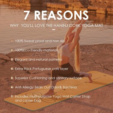 Килимок для йоги з корку Rutschfeste, натуральний каучук TPE, з сумкою, для дому, пілатесу, фітнесу, тренувань, турецький дизайн Мандала (Турецький - Ластівка)