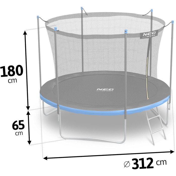 Трамплін Neo-Sport Outdoor для дітей з захисним сіткою та сходами, 312 см (10 футів)