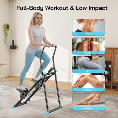 Вертикальний степер для дому: Кліматична машина з регулюванням опору, LCD-дисплеєм та складним педалем