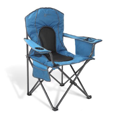 Складаний кемпінговий стілець ARROWHEAD OUTDOOR Deluxe з вбудованим охолоджувачем та підстаканником, водовідштовхувальна тканина (Синій, Стандарт)