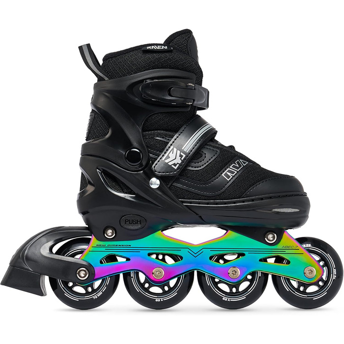 Інлайнери роликові ковзани RAVEN 2в1 для дітей та дорослих, регульовані (30-33 (18,5-20,5 см), Drill Black/Neo Chrome з лезами)