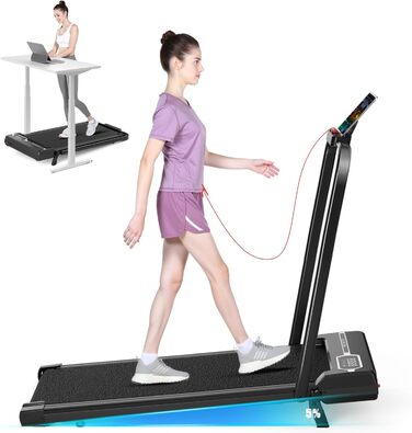Біговий доріжка HomeFitnessCode з нахилом - Walking Pad для дому, чорно-білий (чорний, складний)