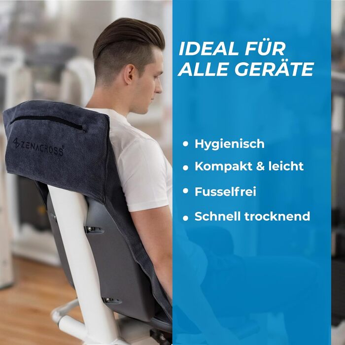 Рушник для фітнесу з мікрофібри 120x50 см - швидковисихаючий, з кишенею на блискавці, м'який спортивний рушник для спортзалу та фітнесу, темно-сірий