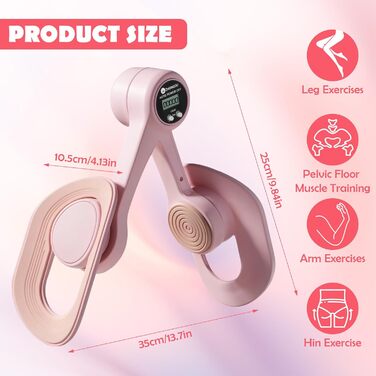 Тренер для стегон з підрахунком, тренажер для м'язів тазу, пристрій для тренування на 360° для внутрішньої поверхні стегон, прес для сідниць, тренажер для м'язів тазу для жінок вдома, рожевий