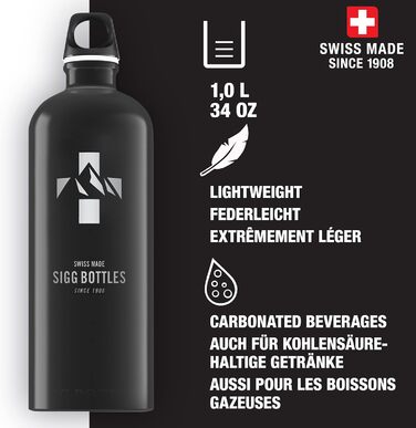 SIGG Алюмінієва пляшка для води Traveller, швейцарська, легка, не протікає, для газованих напоїв, BPA-free, для туризму, 0,6/1/1,5 л