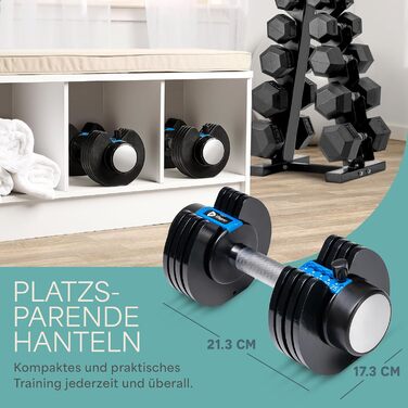 Регульований набір гантелей LifePro 2 x 11,34 кг (25 lbs) з протиковзким грифом та фіксаторами для силових тренувань вдома, Dark Black