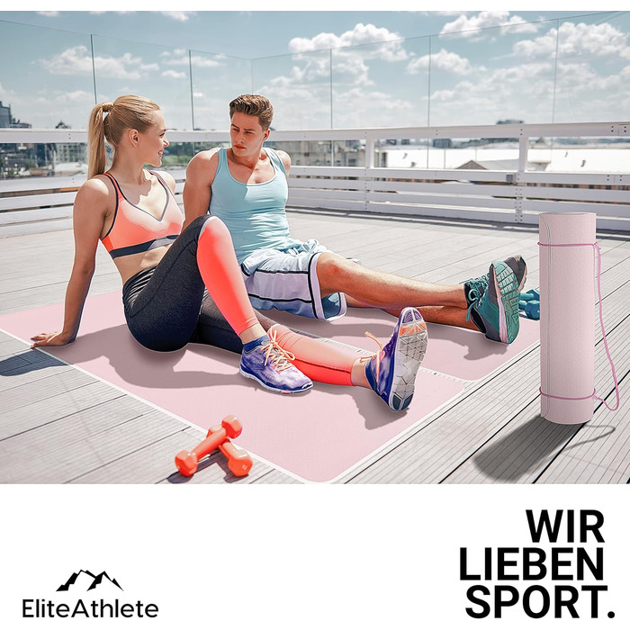 Килимок для йоги EliteAthlete Sportmatte: фітнес, пілатес, гімнастика - 183x61x0.6 см з чохлом Spring Blooms Light Sand