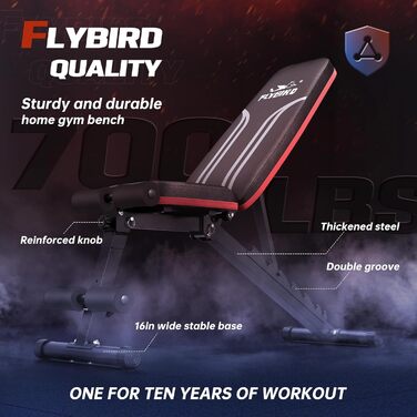 Регульована лавка FLYBIRD для домашнього спортзалу, універсальна лавка для силових тренувань, швидке складання, нова версія