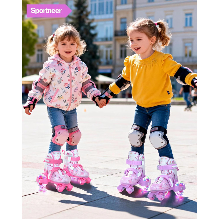 Ролики для дітей регульовані, рожеві, 24-31 розмір, для дівчаток, для занять в приміщенні та на вулиці, S(EU 28-31)