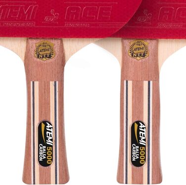 Набір ракетки для настільного тенісу Atemi 5000 | Карбон-Балза-Дерево | Професійна ракетка для максимальної швидкості, обертання та контролю | Клас змагань | 7 шарів | Оновлені ручки, кольори та упаковка