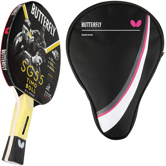 Настільний тенісний ракетка Butterfly Timo Boll SG55 для хобі та тренувань, ITTF сертифікований, анатомічна ручка smart.Grip, для досвідчених гравців