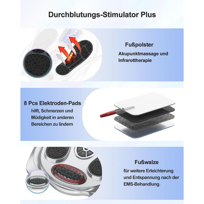Стимулятор кровообігу для ніг і стоп Durchblutungsstimulator Plus, 99 рівнів, 25 режимів, проти болю, втоми, набряків