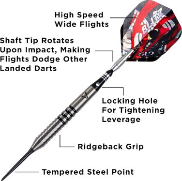 Дротики для дартсу Viper Blitz 95% вольфрам, 26 г, з футляром