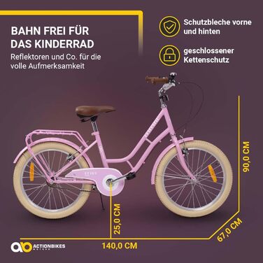 Дитячий велосипед Actionbikes Retrostar 20/24 дюймів, V-Brake, для дівчаток, з крилами, від 6 до 12 років