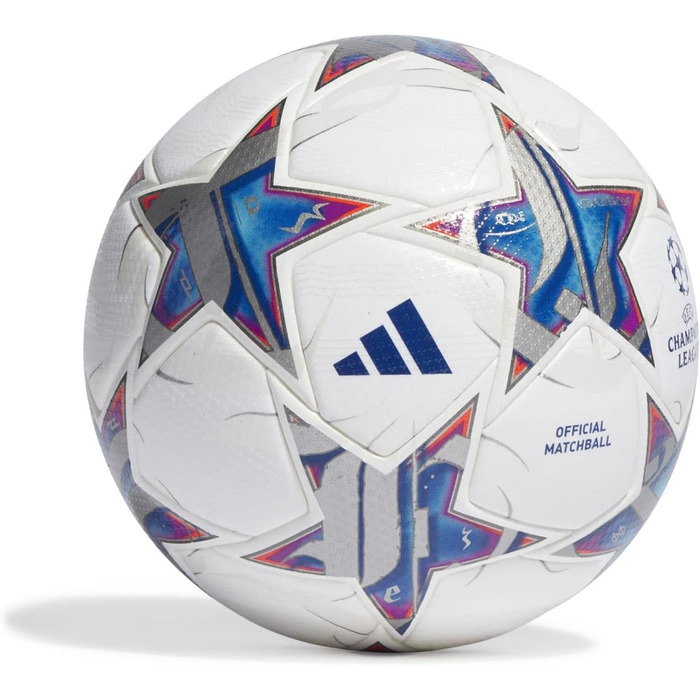 Футбольний м'яч adidas UCL Pro, розмір 5, білий/сріблястий/блакитний, офіційний м'яч Ліги чемпіонів, для матчів, преміум-якість