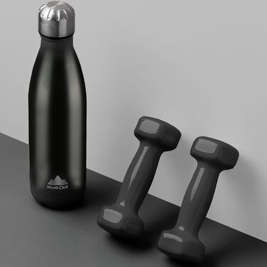 Термопляшка Mont-Clair 500 мл з нержавіючої сталі - чорна, з подвійними стінками, BPA-free, витримує 24 години холод та 12 годин тепла, без витоку