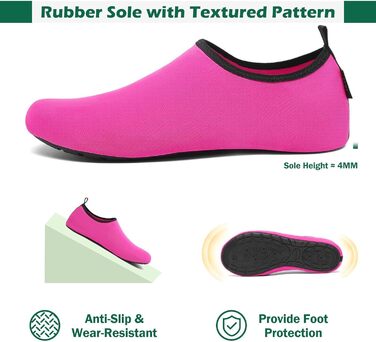 Шкарпетки для душу SAGUARO 7 отворів, швидко сохнуть, не слизькі, для чоловіків та жінок, розмір 36-47 (36/37 EU, Рожево-рожевий)