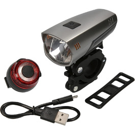 Велофара Windmeile: комплект передньої та задньої велофари з USB, LED OSRAM, 35 Lux, IPX5, сертифікат StVZO, для електровелосипедів та педал-електровелосипедів