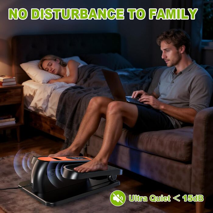 Електричний еліптичний тренажер для дому під стіл з пультом дистанційного керування, дисплеєм, 12 швидкостей, тихий та портативний степер для літніх людей, підлітків та дорослих.