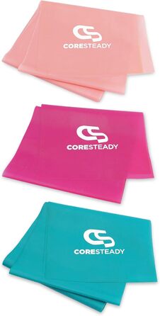 Гімнастичні еластичні стрічки Coresteady для чоловіків і жінок, 2 м, набір 3 шт. – фітнес-стрічка для силових тренувань, пілатесу, фізіотерапії, йоги, із захистом від відскоку, з інструкцією